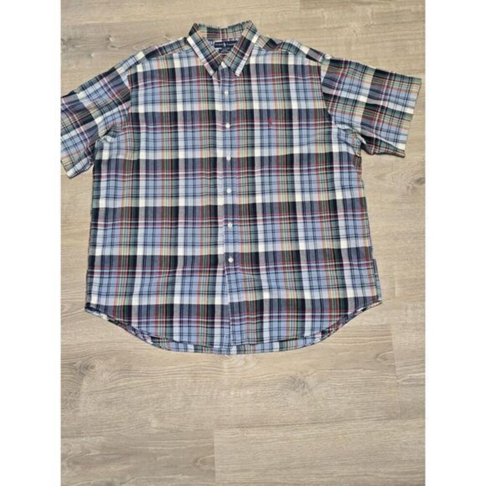 Ralph Lauren Blake Button Down Shirt Red Green Blue White Plaid Men's Size XXL